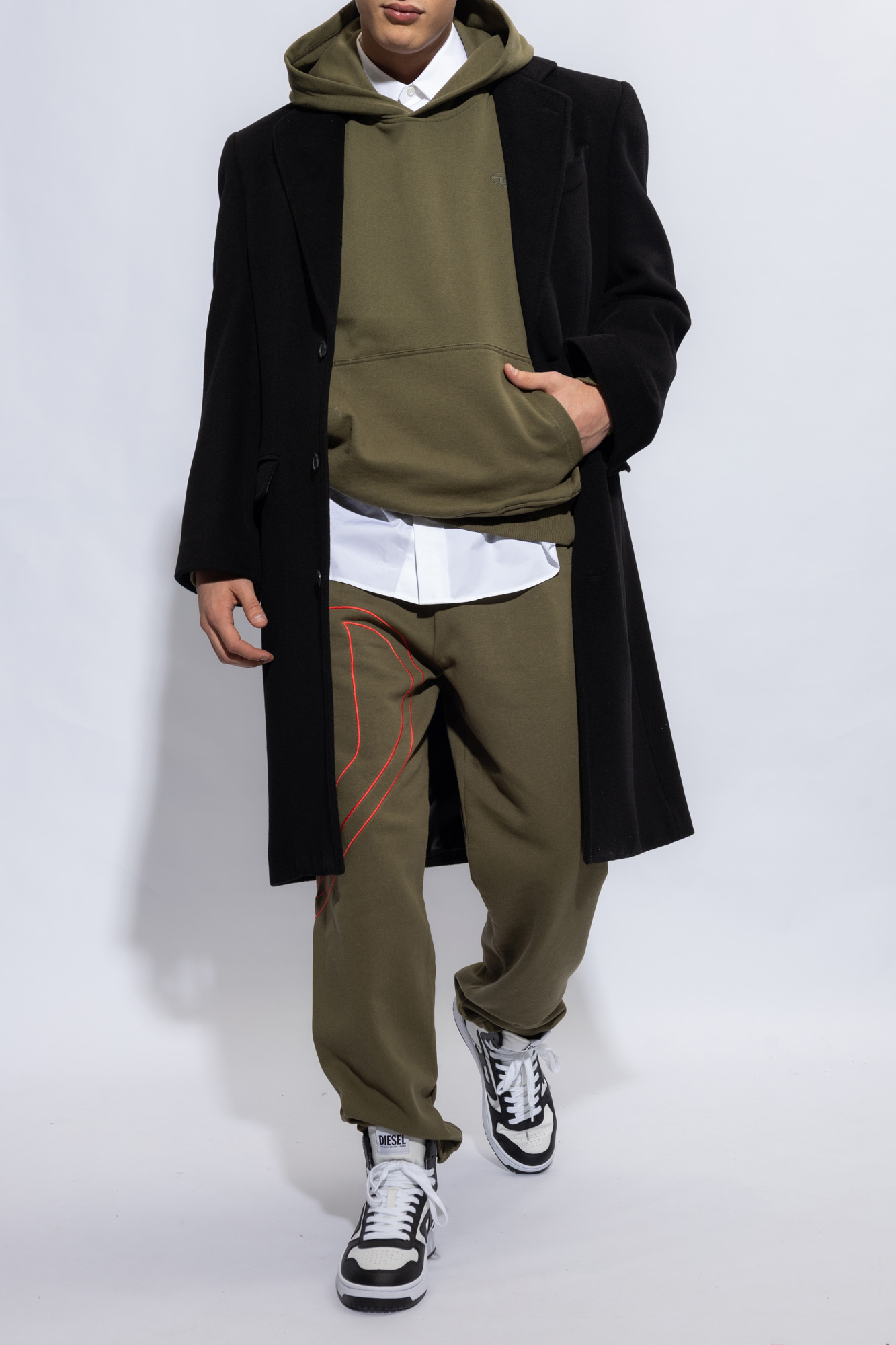 Diesel Oval-d Embroidered Track Pants In Brown