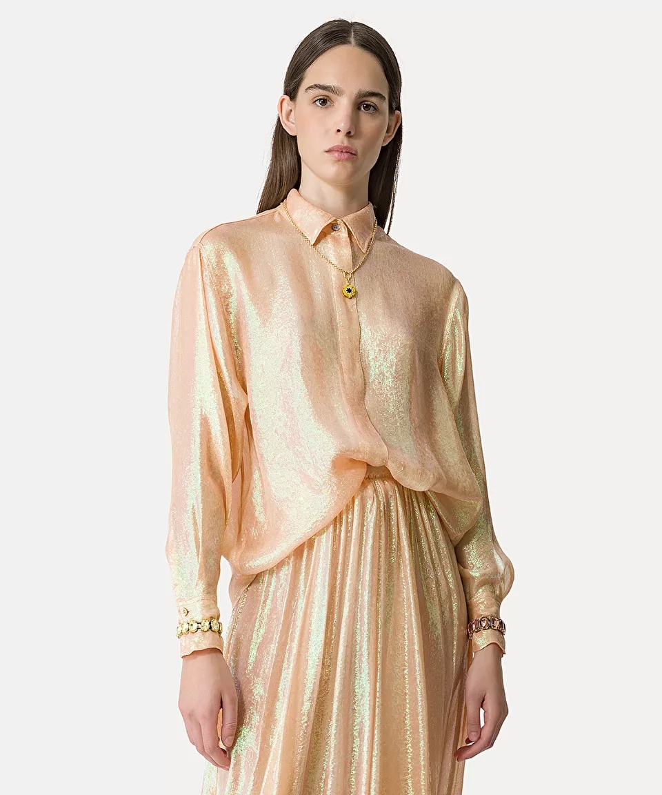 Shop Forte Forte Long-sleeved Chiffon Shirt In Nude