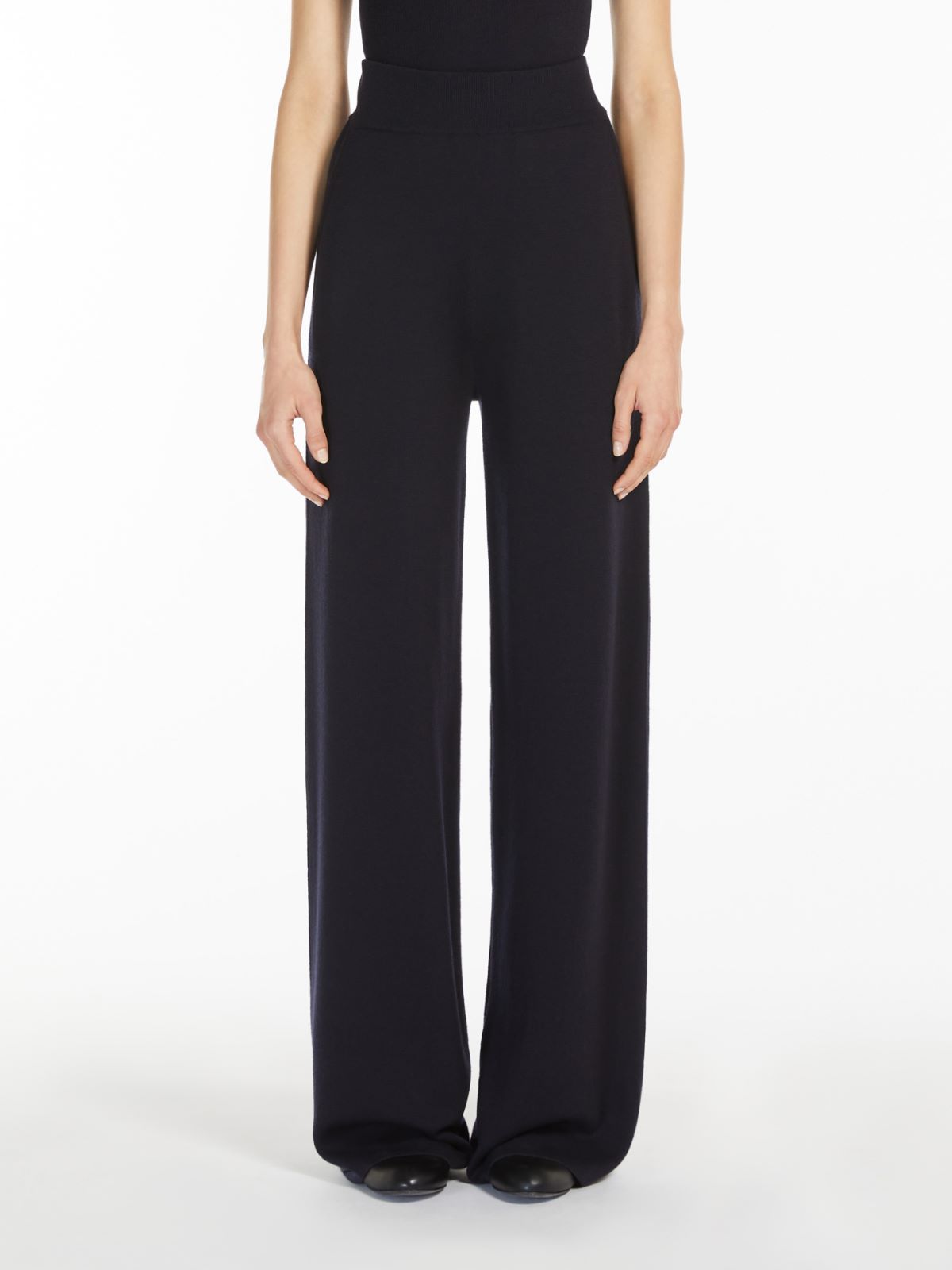 Max Mara Wide-leg Wool Gauze Trousers In Black