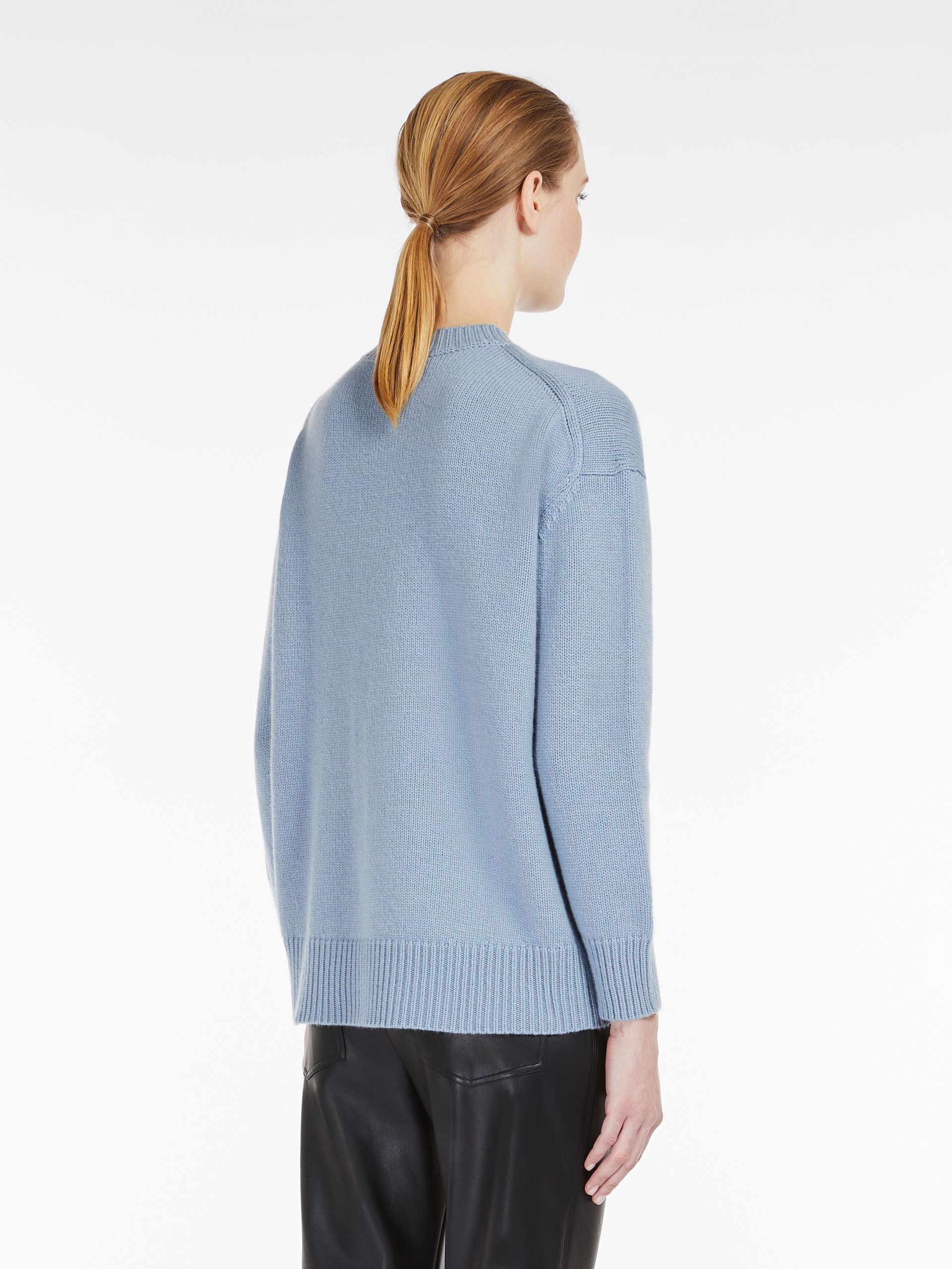 Max Mara Large Profile Wool Cashmere Sweater In Blue