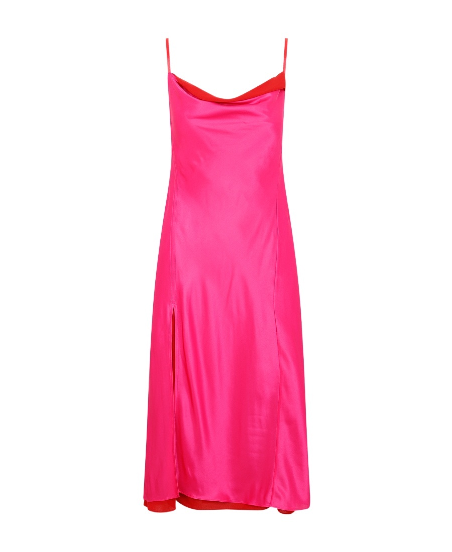 Shop Acne Studios Layered Satin-effect Midi Dress In Pink
