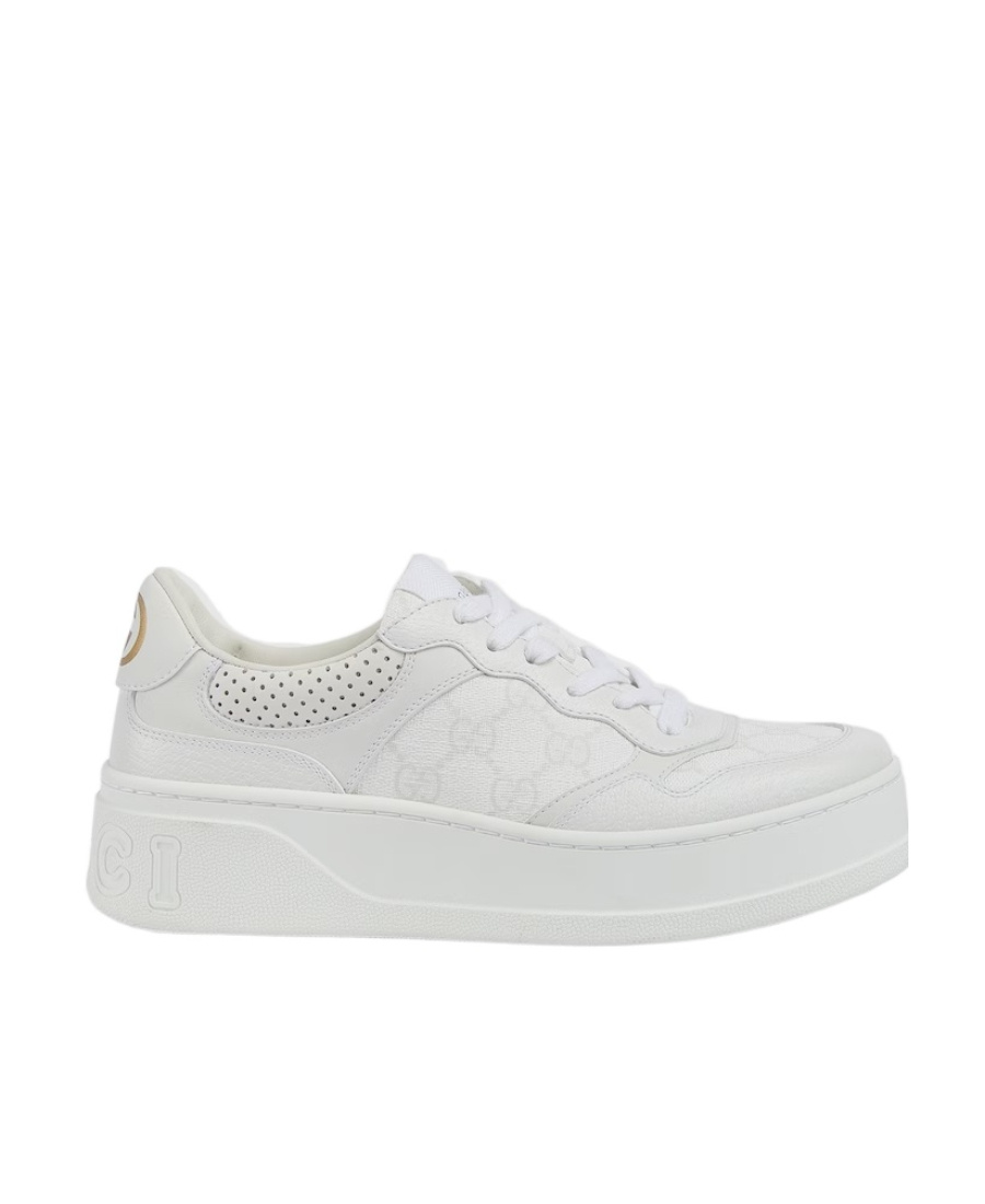 Gucci Gg Fabric And Leather Sneakers In White