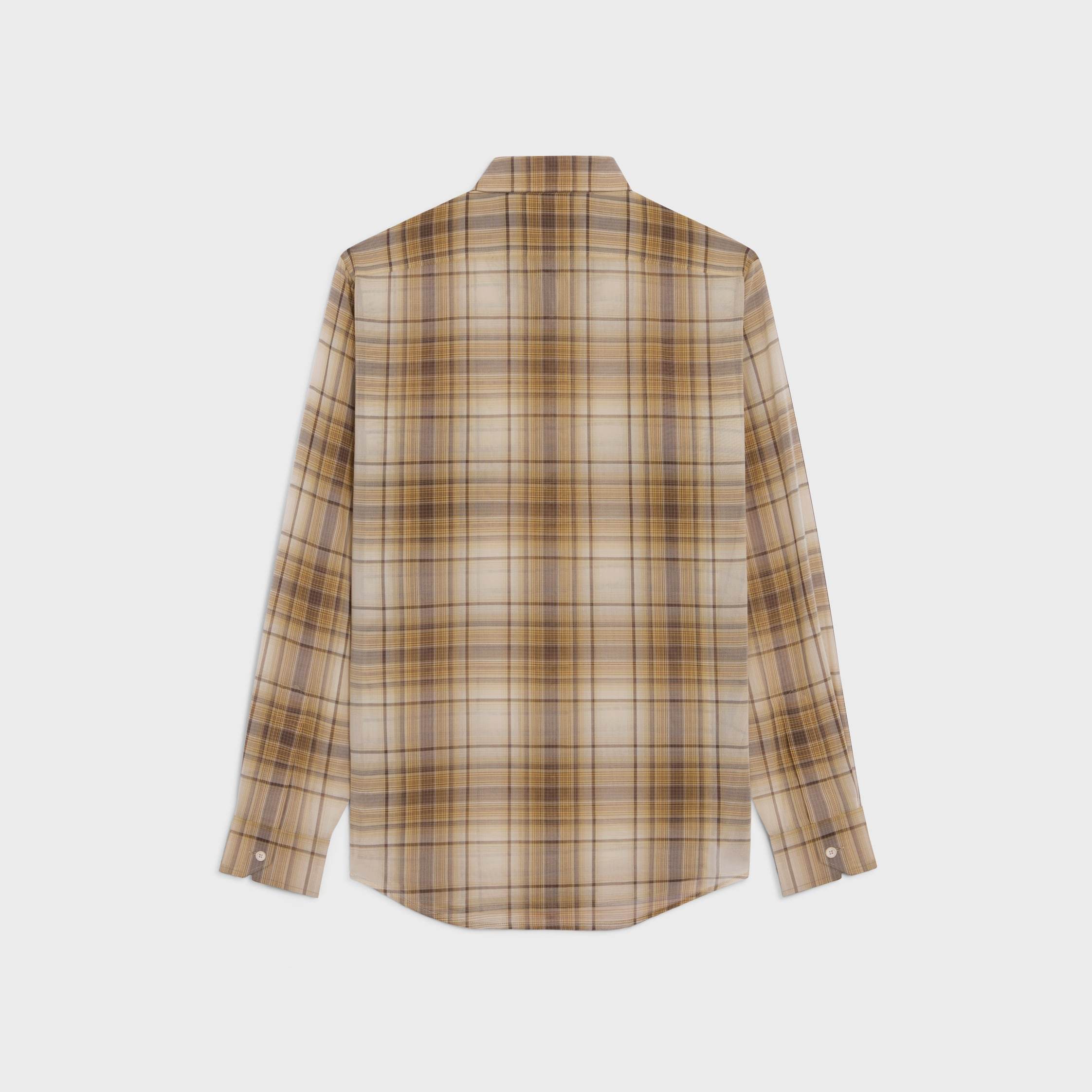 Celine Loose Shirt In Light Checked Cotton In Brown
