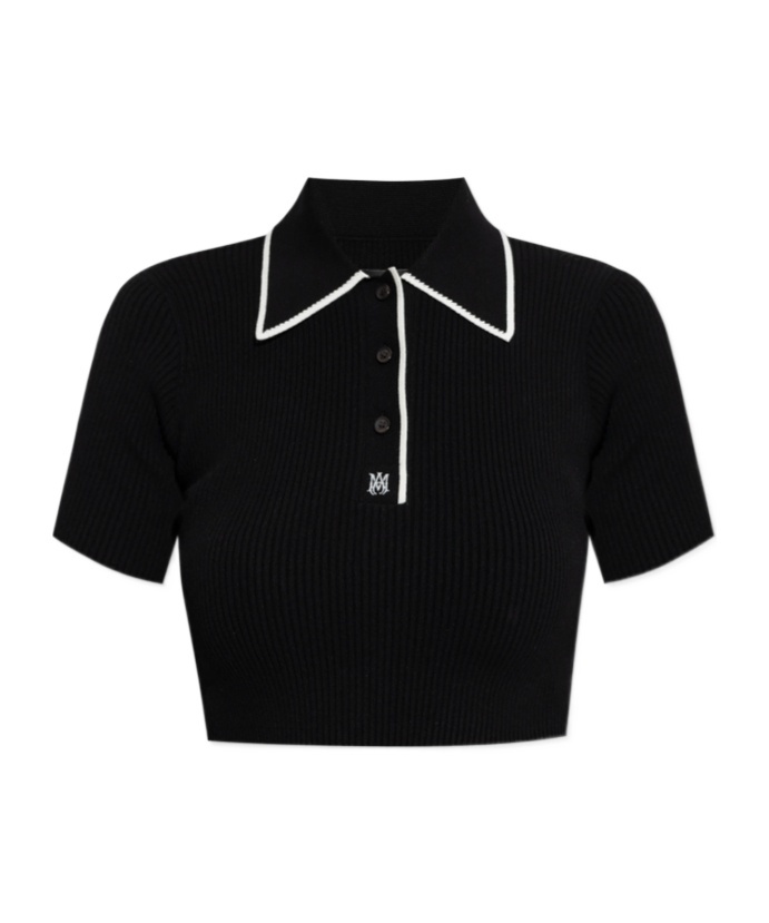 Amiri Short Sleeve Polo Shirt In Black