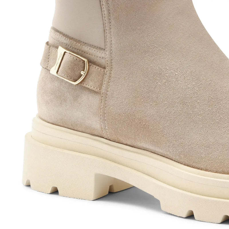 Santoni Beige Suede Ankle Boot In Gold