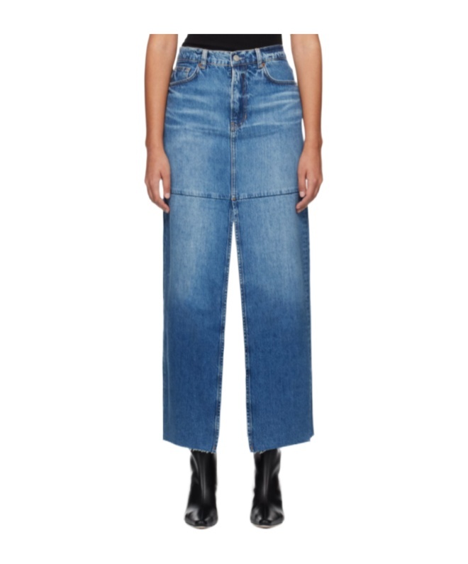 Reformation Tazz Denim Maxi Skirt In Blue