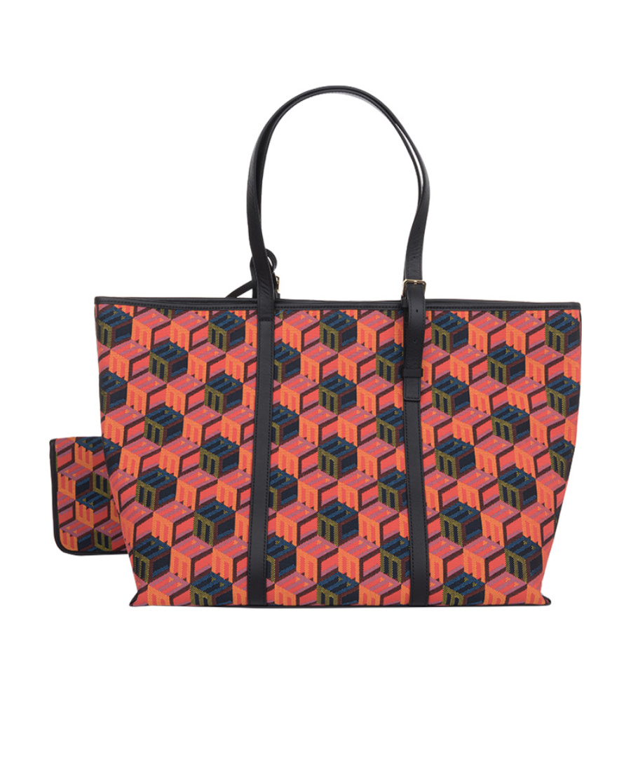 Mcm Logo Details Todd Handbag In Red