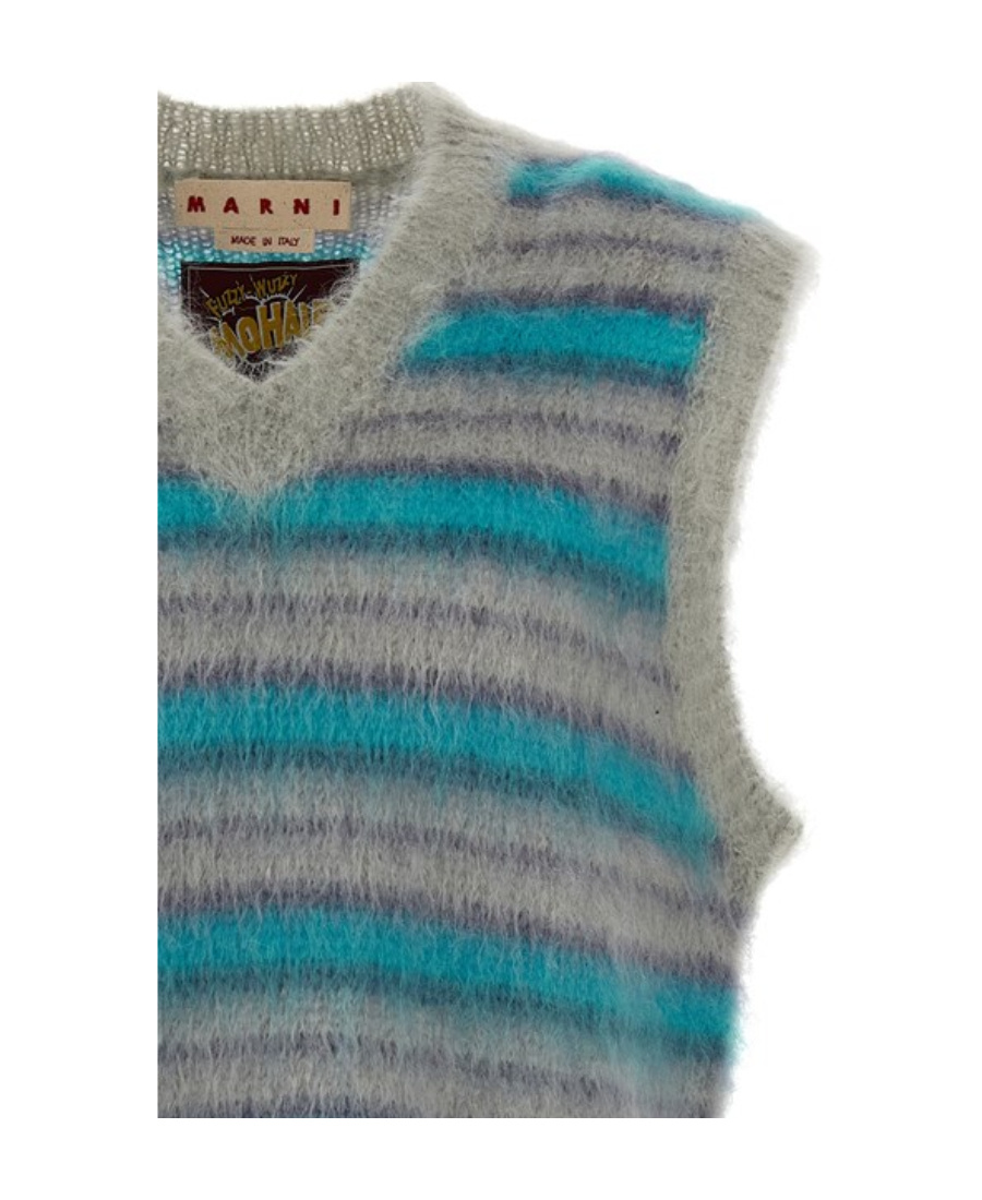 Marni Iconic Brushed Mohair Blend Knit Vest In Gray