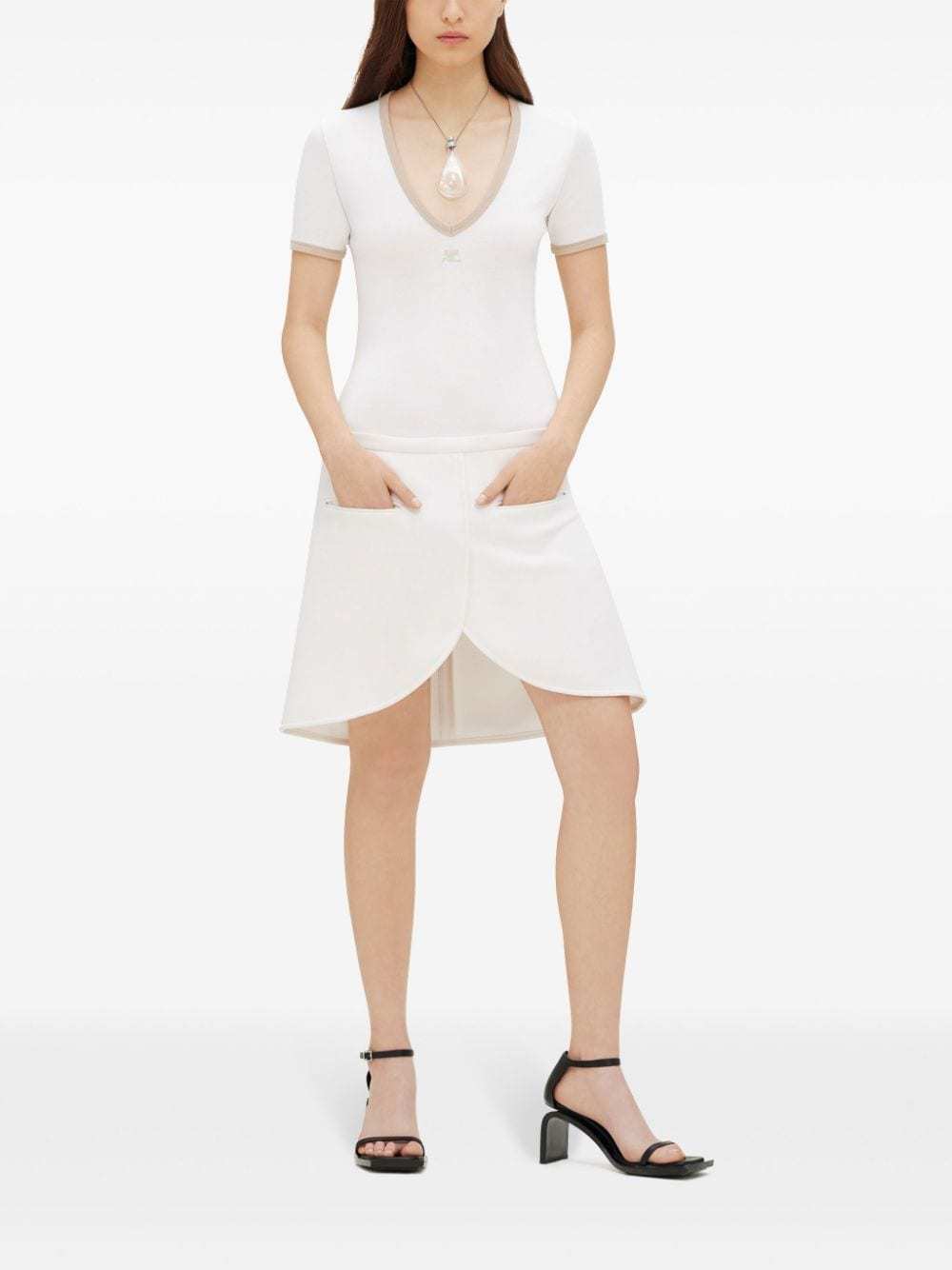 Courrèges Ellipse Asymmetric Miniskirt In White