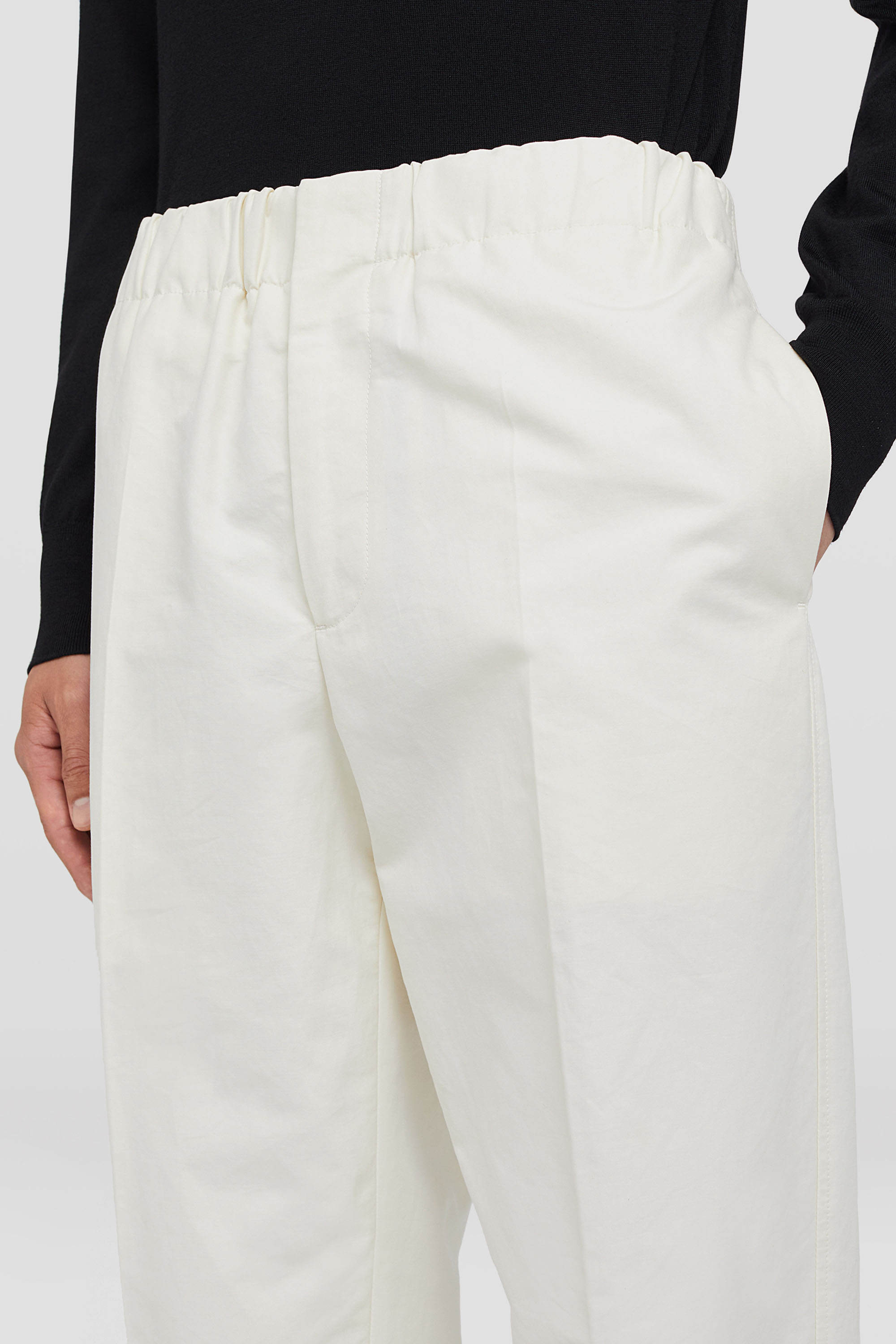 Jil Sander 4-pocketed Twill Cotton Pants With Elastic Waistband In White