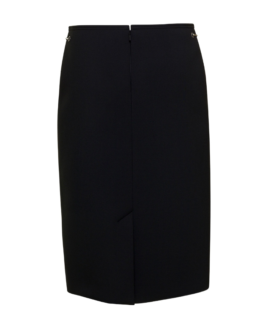 Gucci Midi Black Skirt With Morsetto Details In Wool Blend Woman In Black