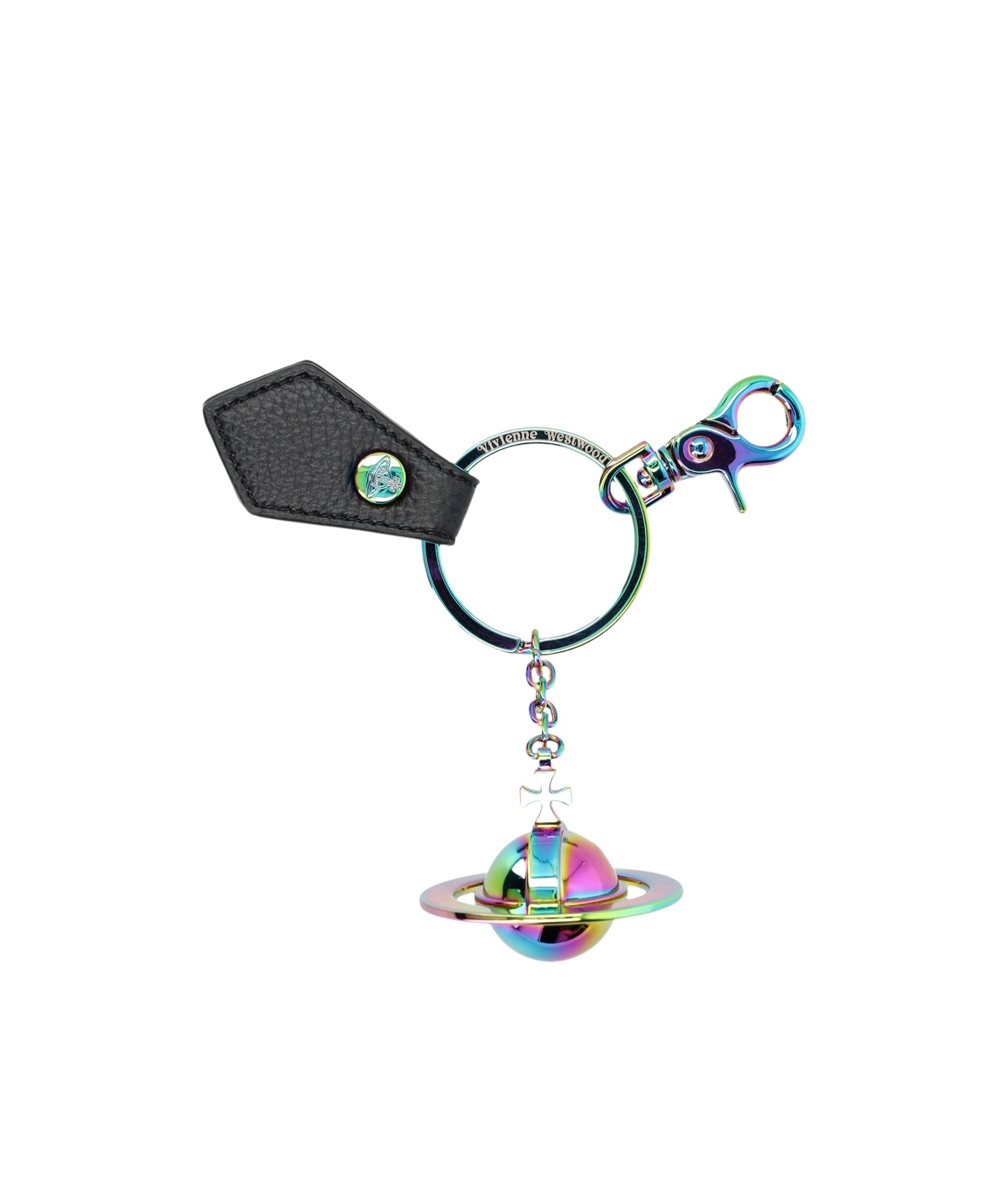 Vivienne Westwood 3d Orb Iridescent Keyring In Black