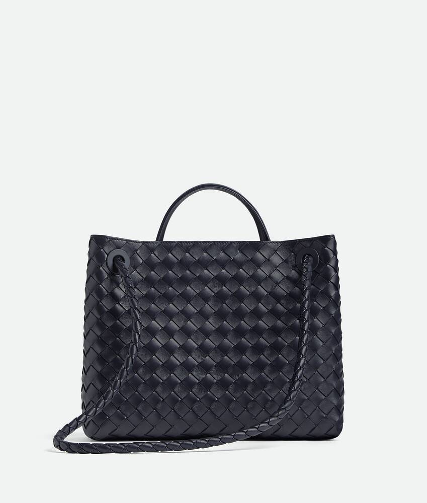 Bottega Veneta Medium Andiamo Intrecciato Shoulder Bag In Black