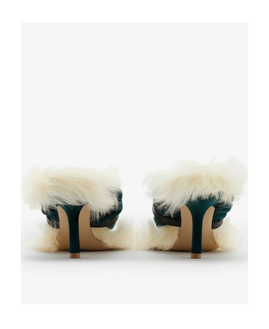 Burberry Shearling Step Post Heel In Green