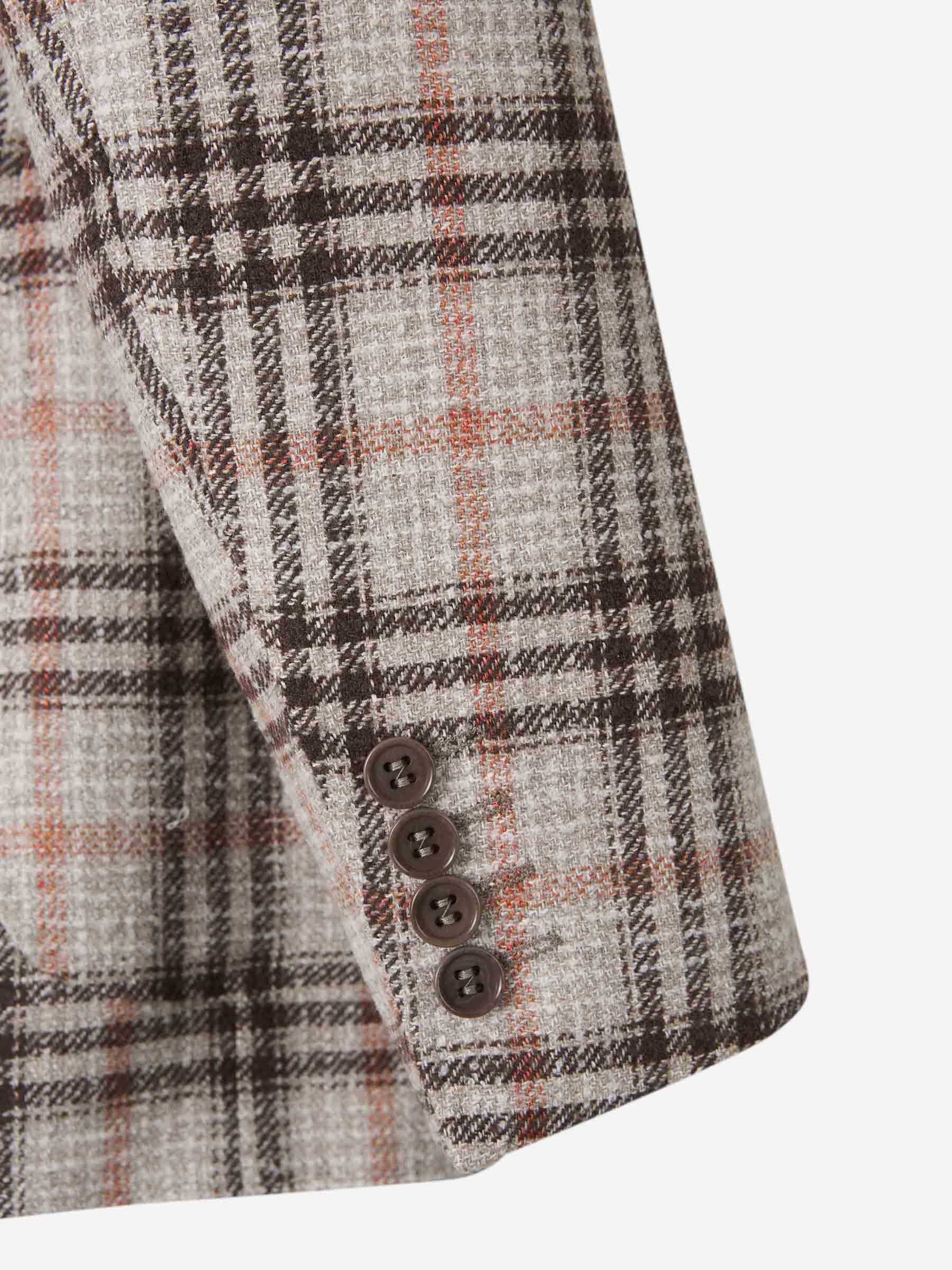 Canali Checked Wool Blazer In Nude
