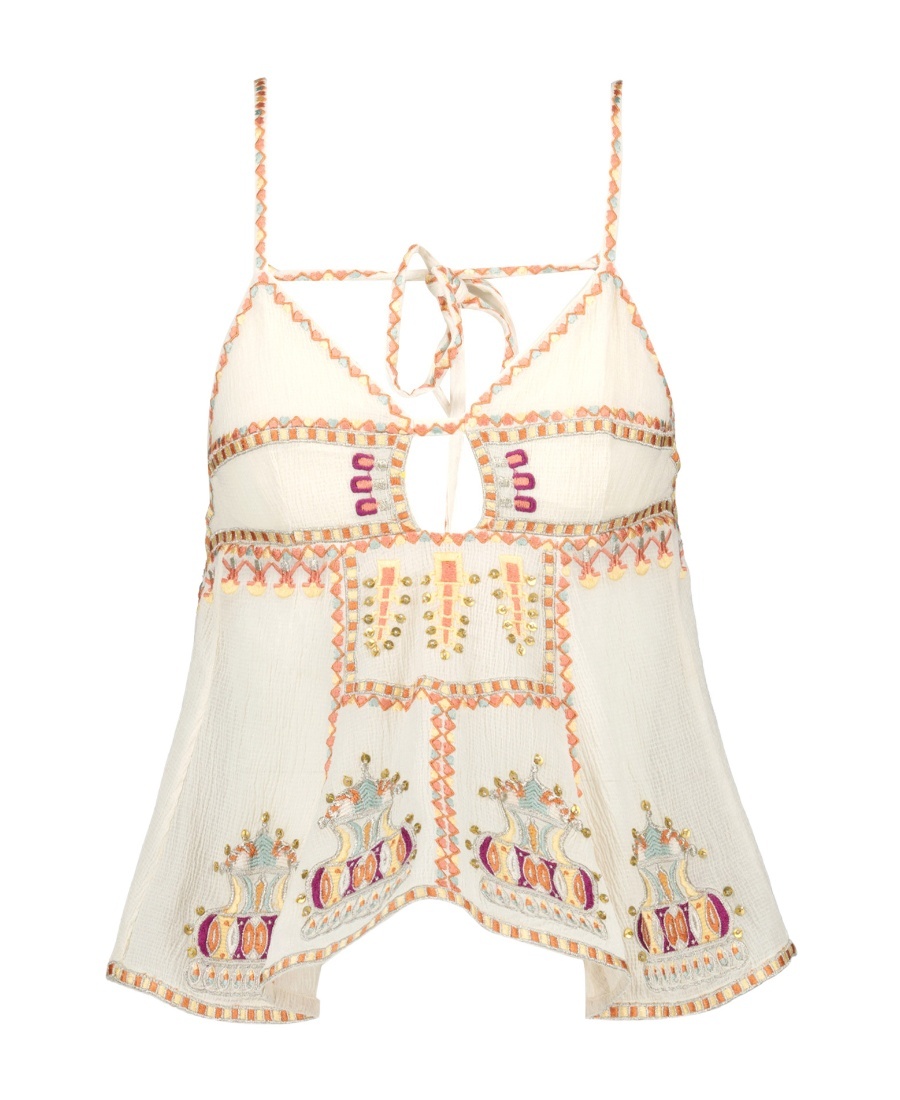 Isabel Marant Embroidered Cut-out Sleeveless Top In White