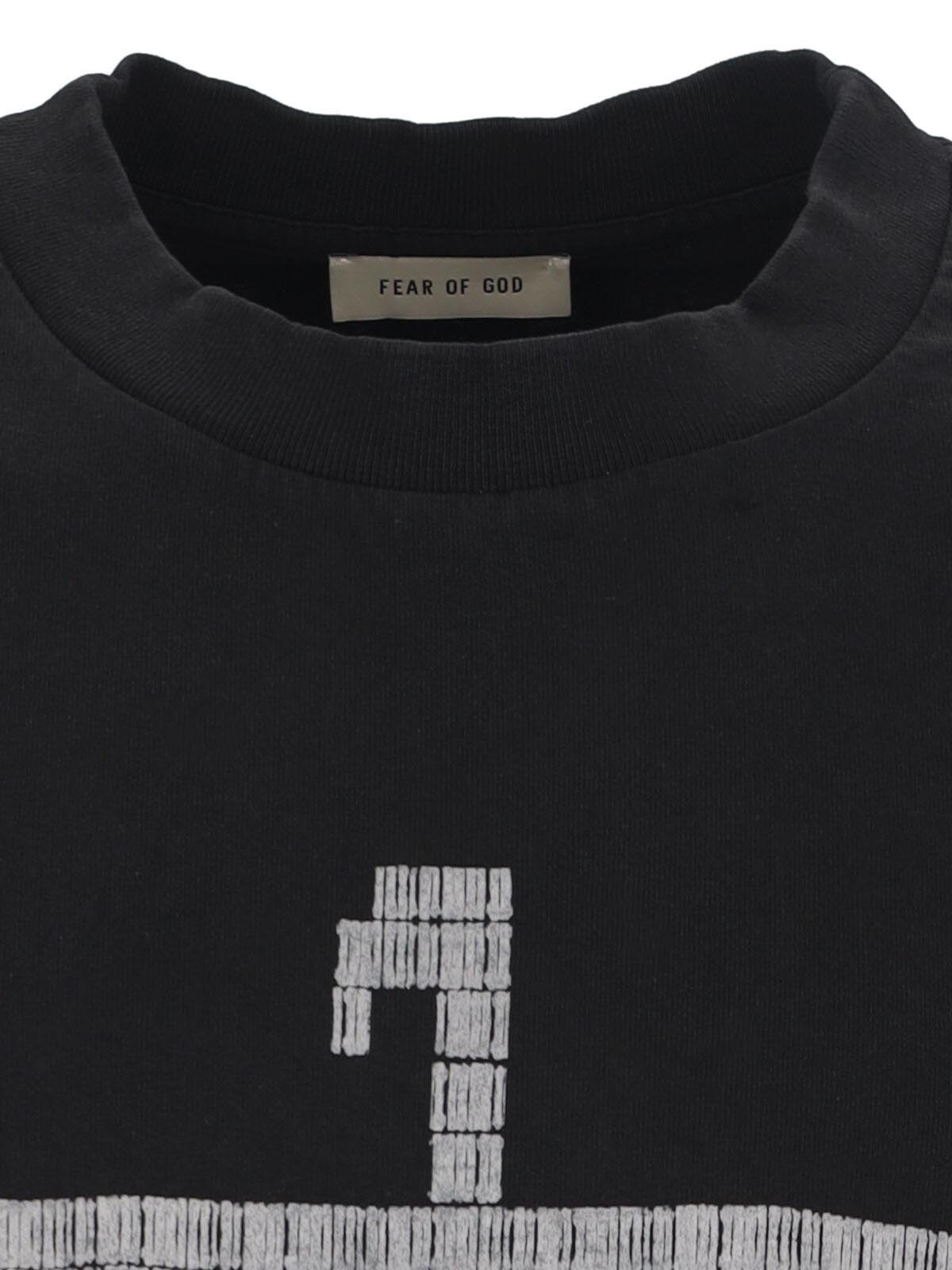Fear Of God Patterned Crew Neck T-shirt In Black