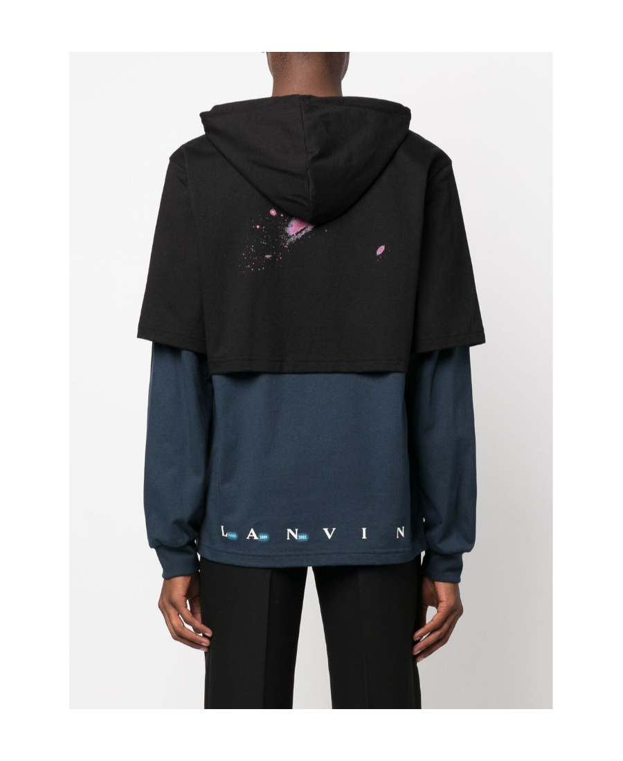 Lanvin Sci-fi Print Layered Hoodie In Black