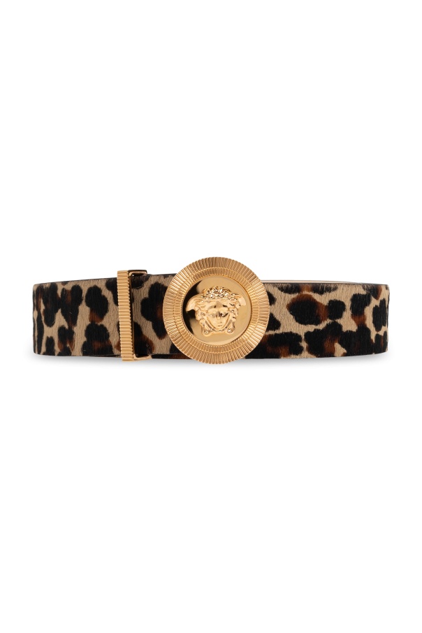 Versace Logo Belt In Brown