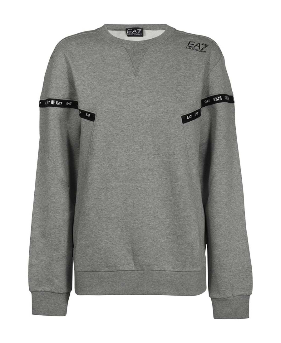 Ea7 Logo Round-necked Sweater In Gray