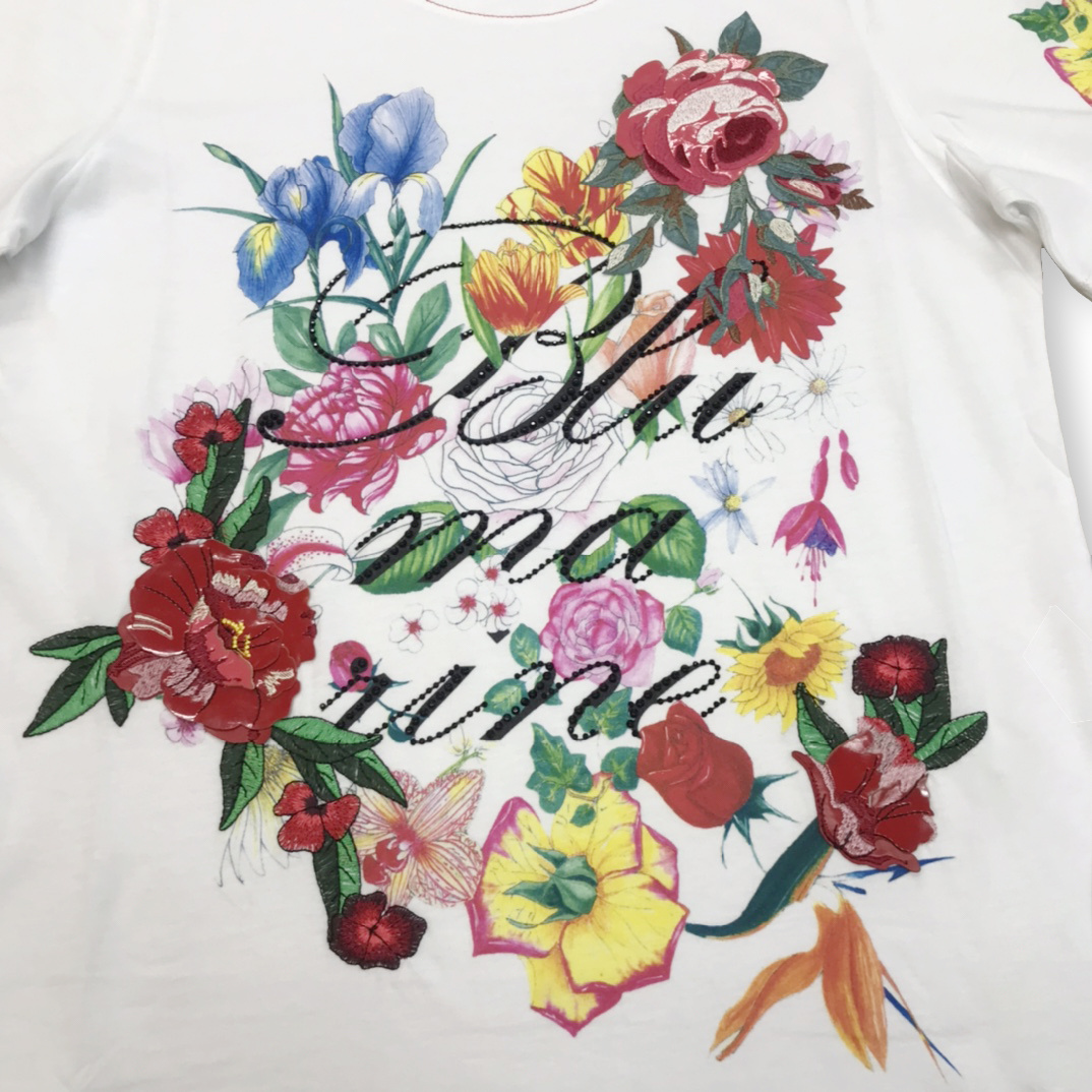 Blumarine Floral Printed T-shirt In White