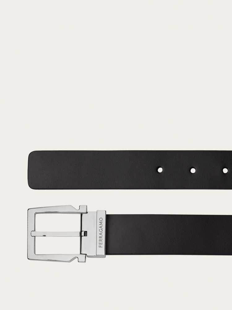 Ferragamo Double-sided Adjustable Gancini Belt In Black