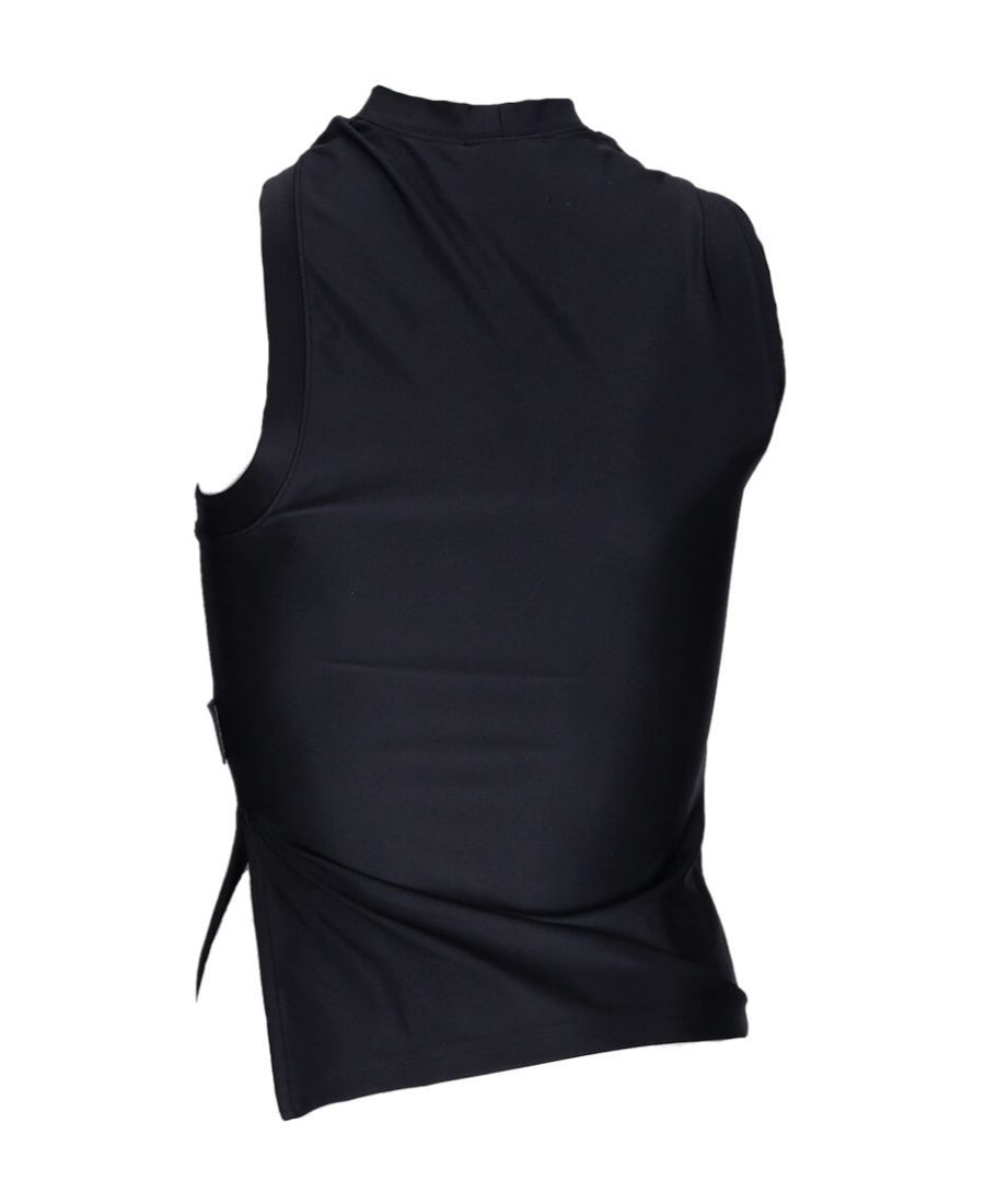 Courrèges One-word Shoulder Hollowed-out Vest In Black