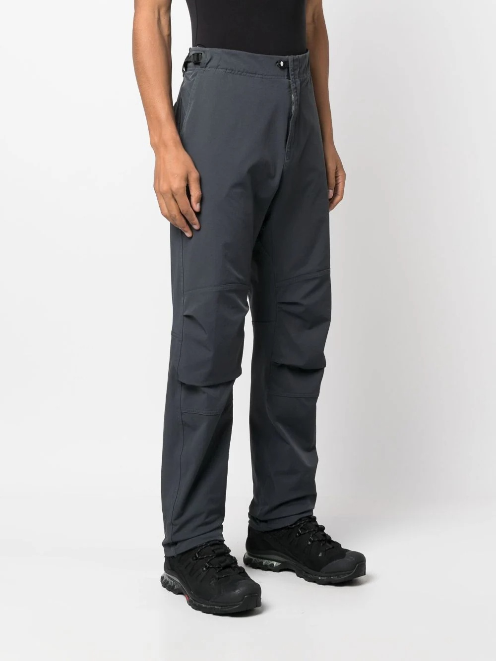 Stone Island Logo-embroidered Tapered Trousers In Gray