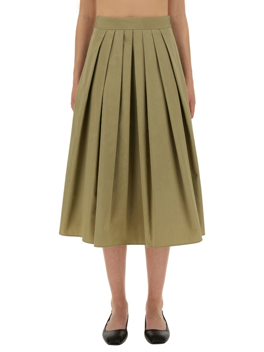 Aspesi Pleated Midi Skirt High Waist Wide Fit
