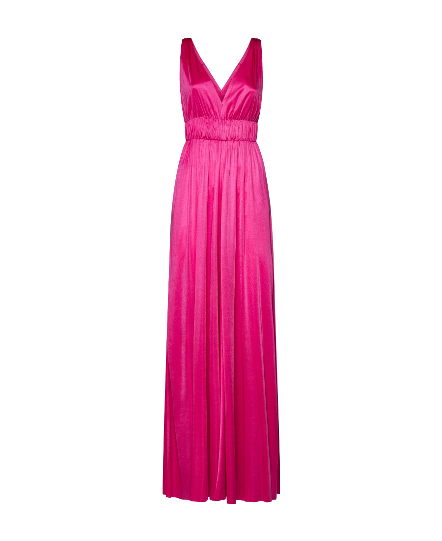 P.a.r.o.s.h V-neck Pleated Maxi Dress In Pink