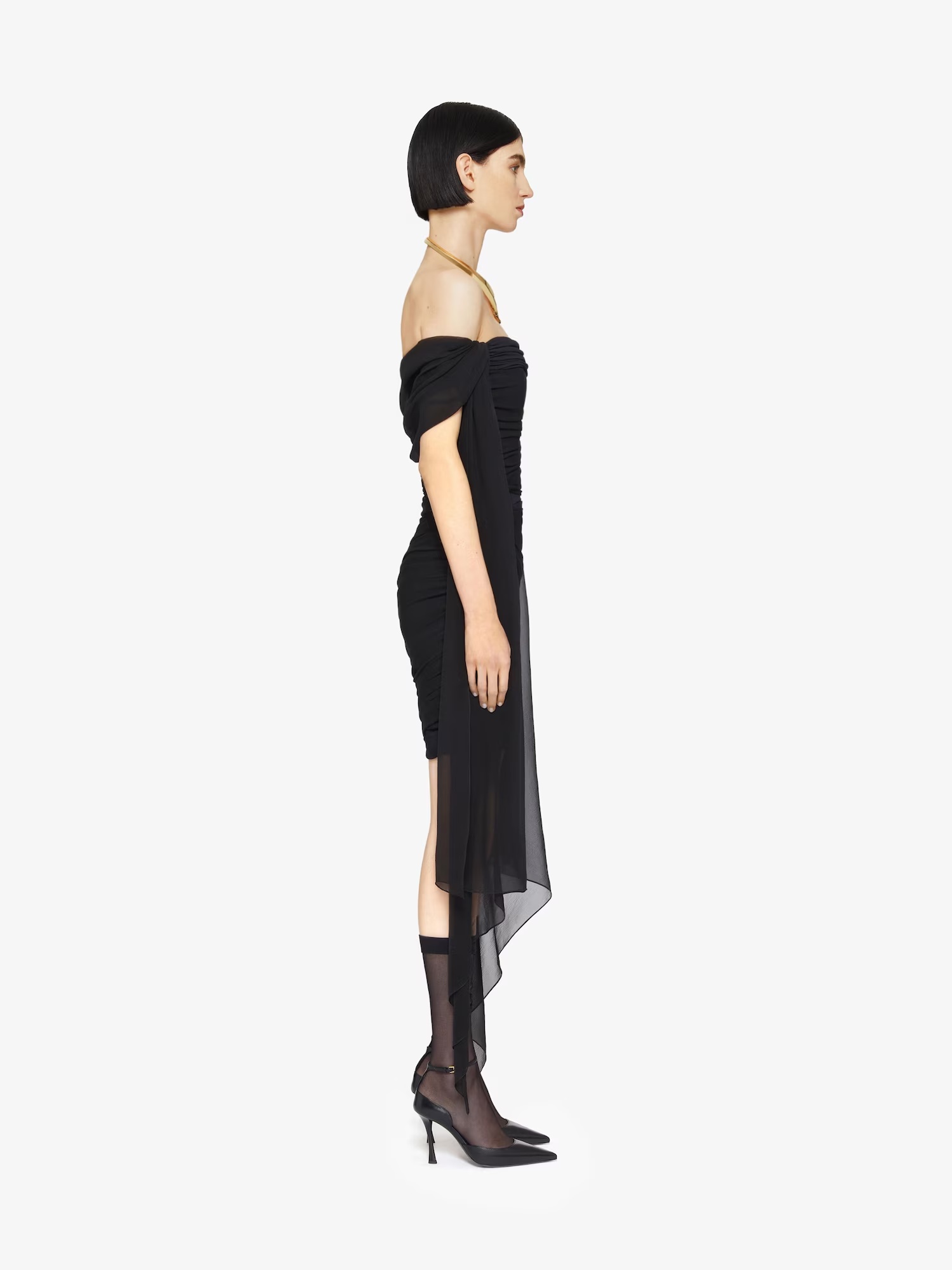 Givenchy Off-the-shoulder Draped Mini Dress In Black