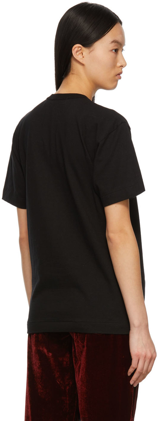 Shop Comme Des Garçons Play Logo Round Collar Short-sleeved T-shirt In Black