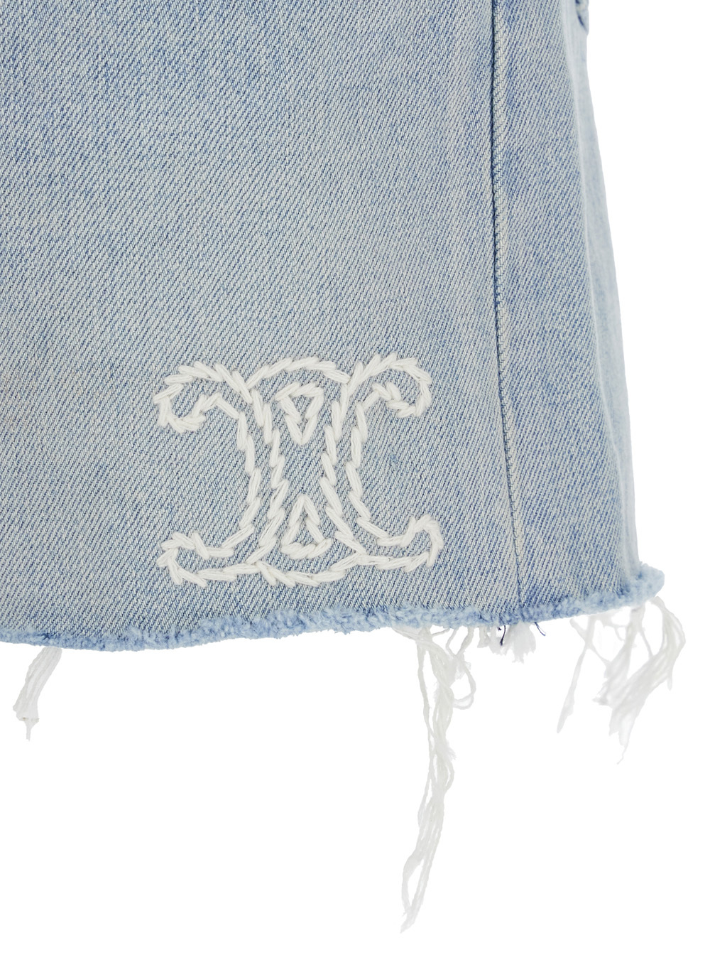 Celine Denim Shorts With Belt Loops In Sky Blue