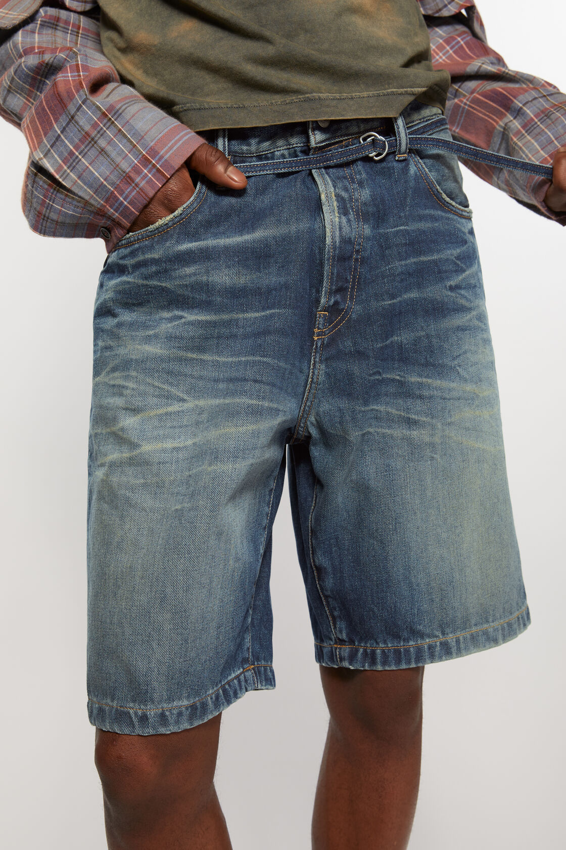 Acne Studios Loose Fit Denim Shorts In Blue