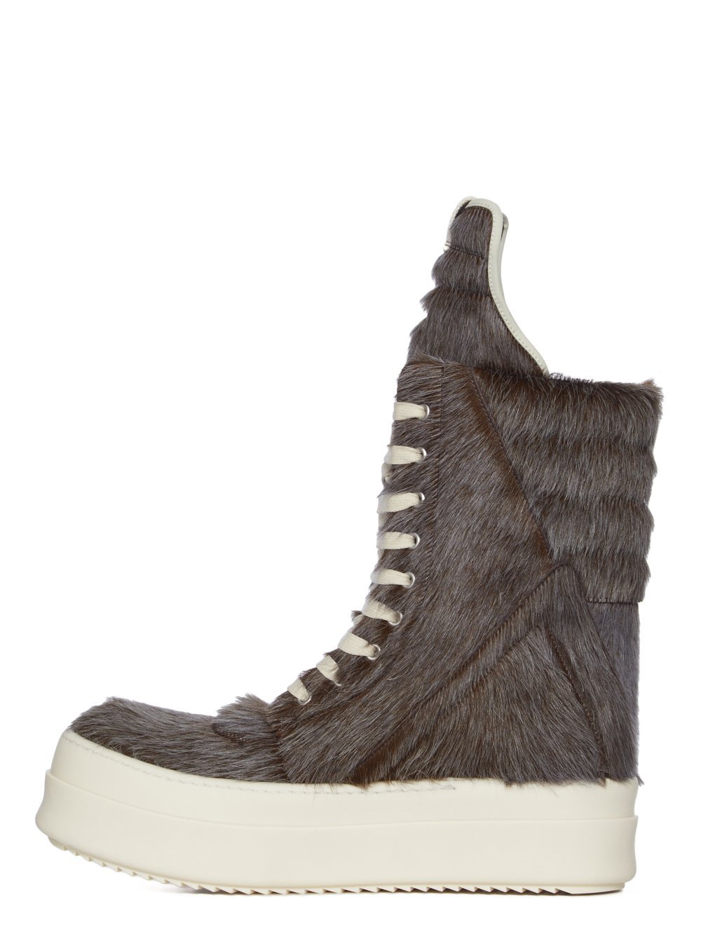 Rick Owens Mega Geobasket Calf Hair High-top Sneakers In Brown