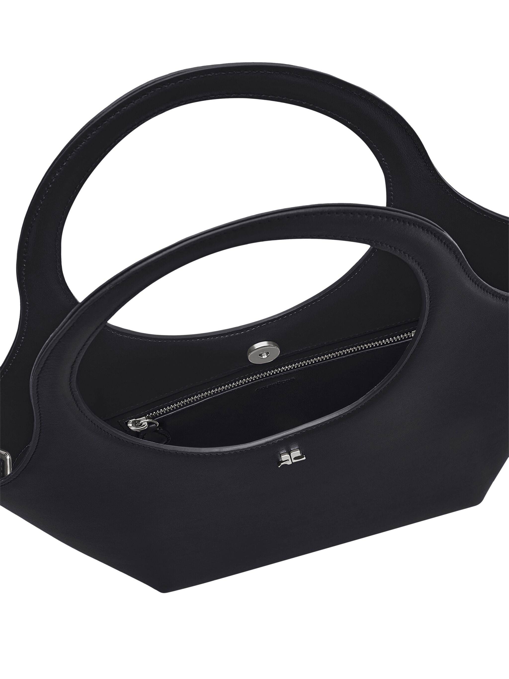 Shop Courrèges Holy Midi Leather Bag In Black