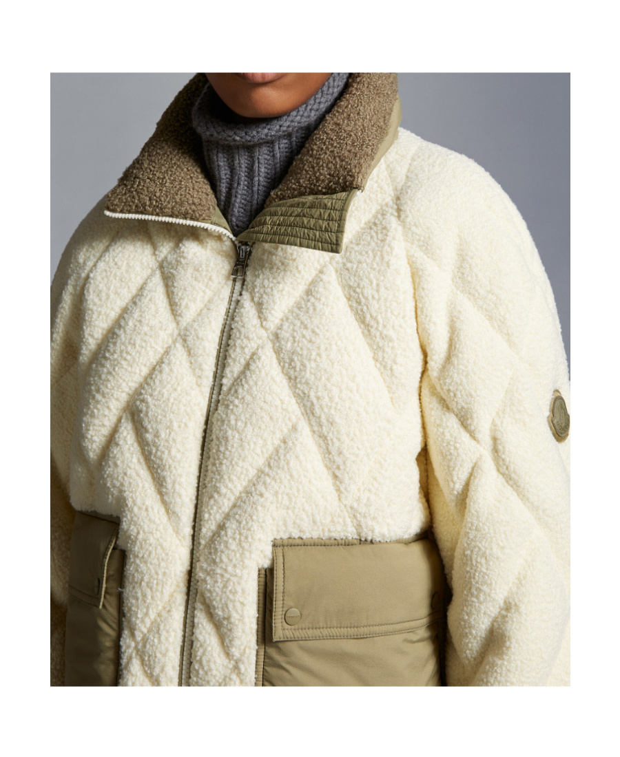 Moncler Doudoune Courte Jonquille In Light Beige