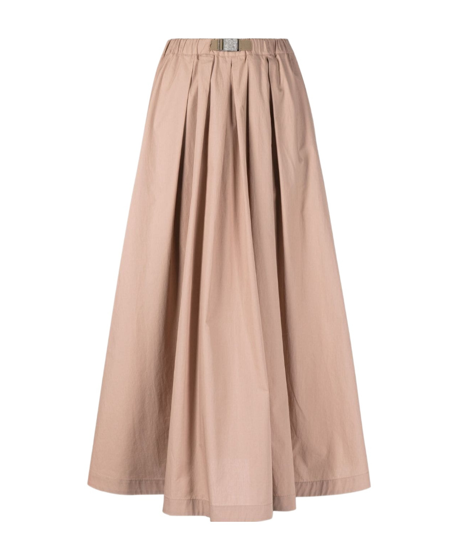 Brunello Cucinelli A-line Belted Midi Skirt In Nude
