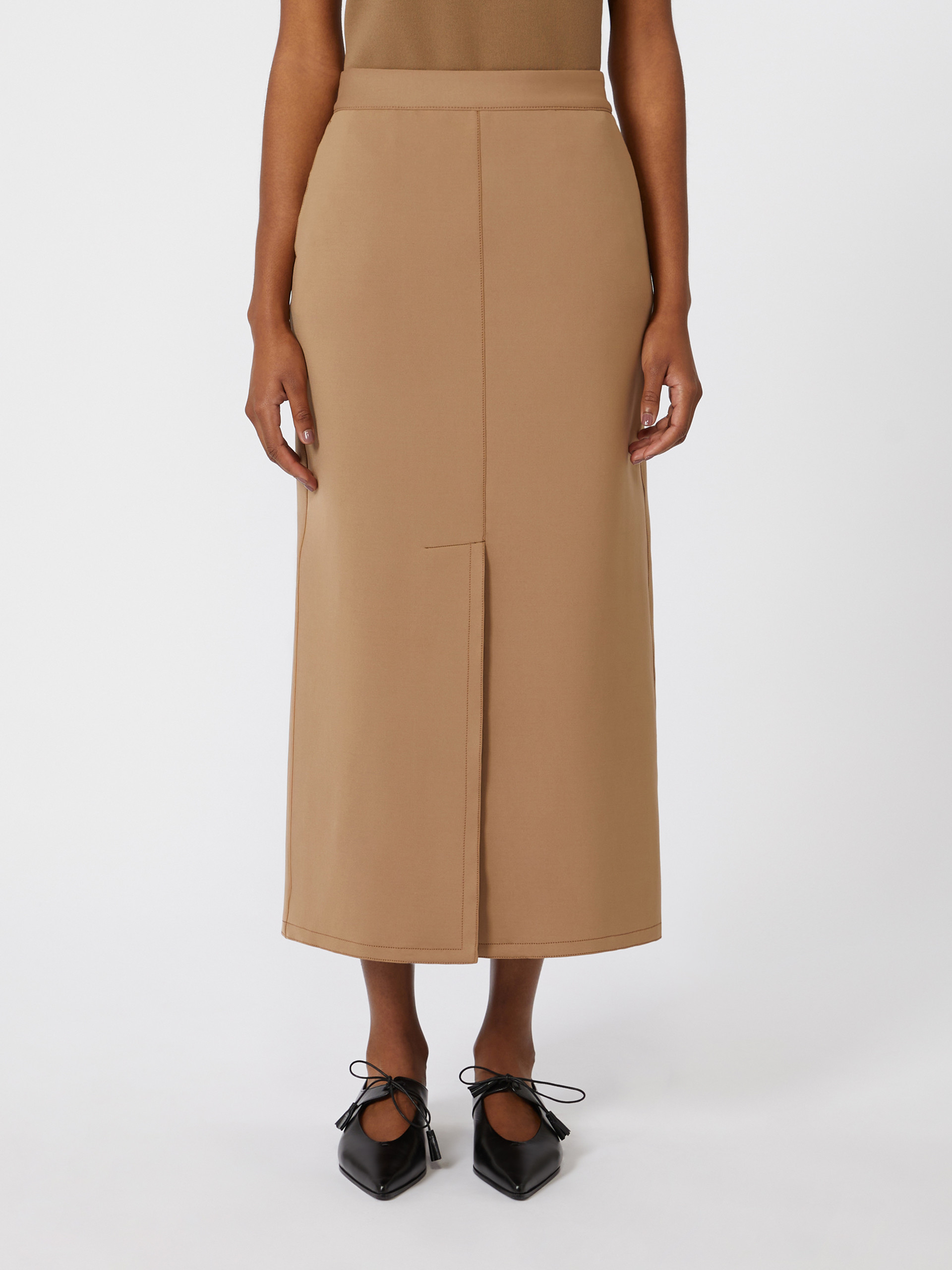 Max Mara Technical Jersey Pencil Skirt In Neutral