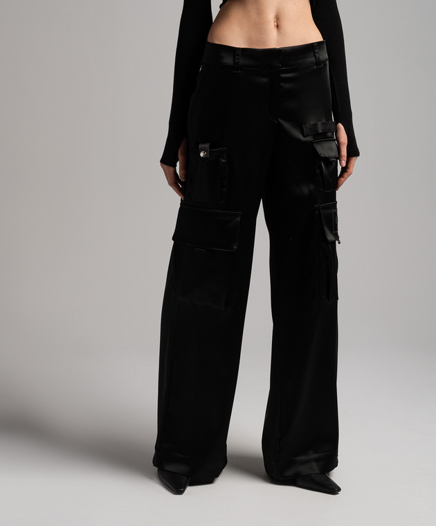 Off-white Off White "satin Toybox" Cargo Trousers In Black