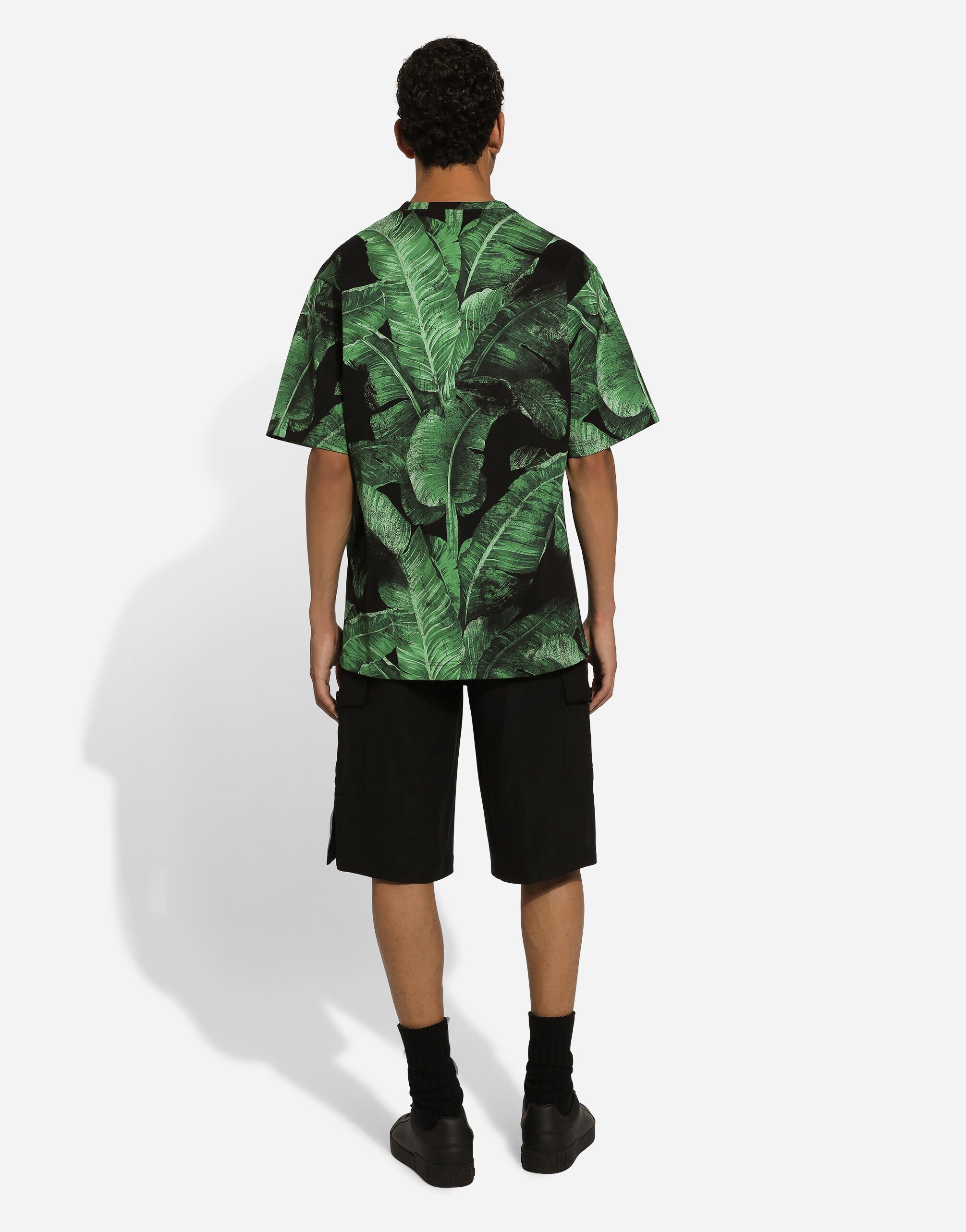 Dolce & Gabbana Black Bermuda Shorts With Pockets In Linen Man In Black