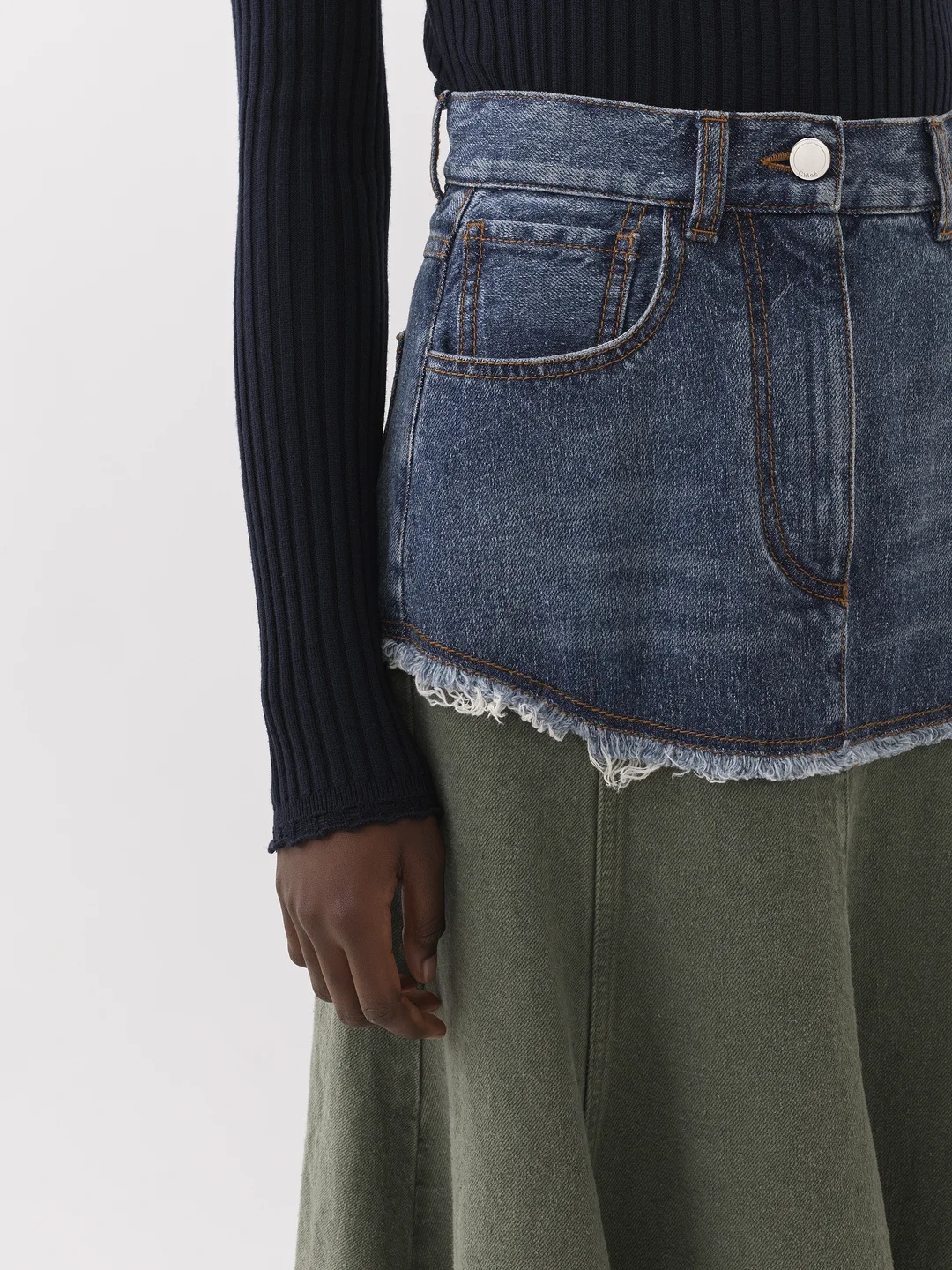 Chloé Blue & Green Flared Maxi Skirt In Green