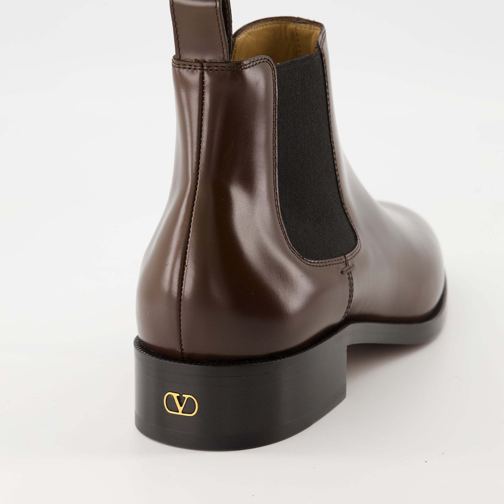 Valentino Round Toe Ankle Boots In Brown