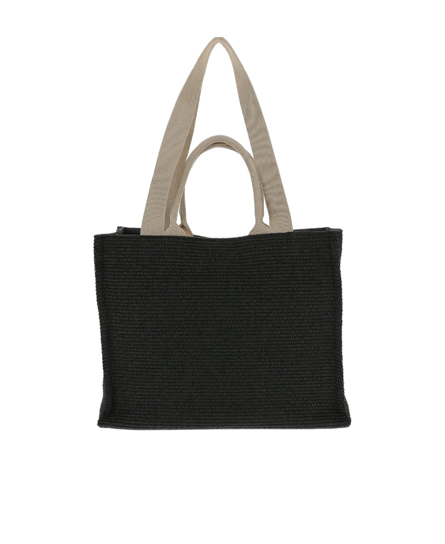 Marni Large Black Raffia Tote Bag In Black