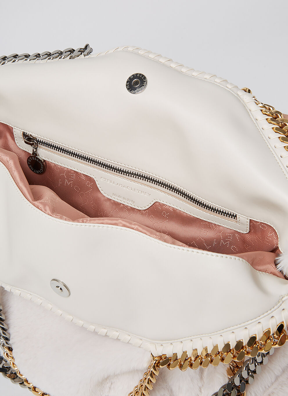 Stella Mccartney Falabella Chain Linked Tote Bag In White