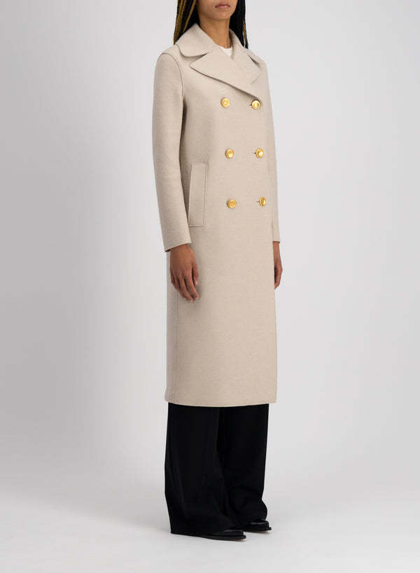 Harris Wharf London Women Double-breasted Military Coat With Back Vent In Nude
