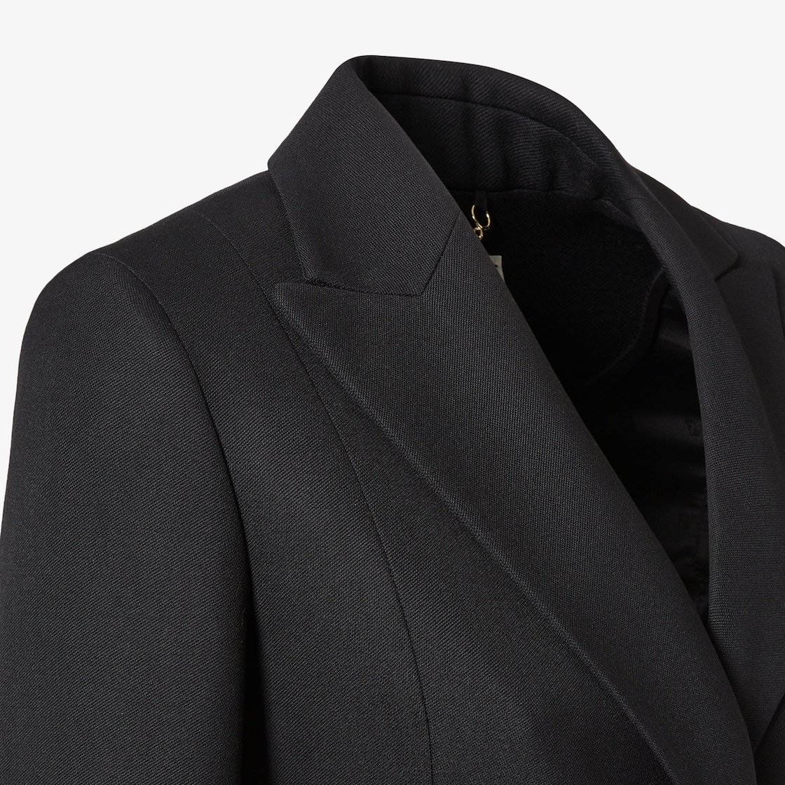 Fendi Women Black Flared Double-breasted Coat With Peak Revers In Wool Woman In Black