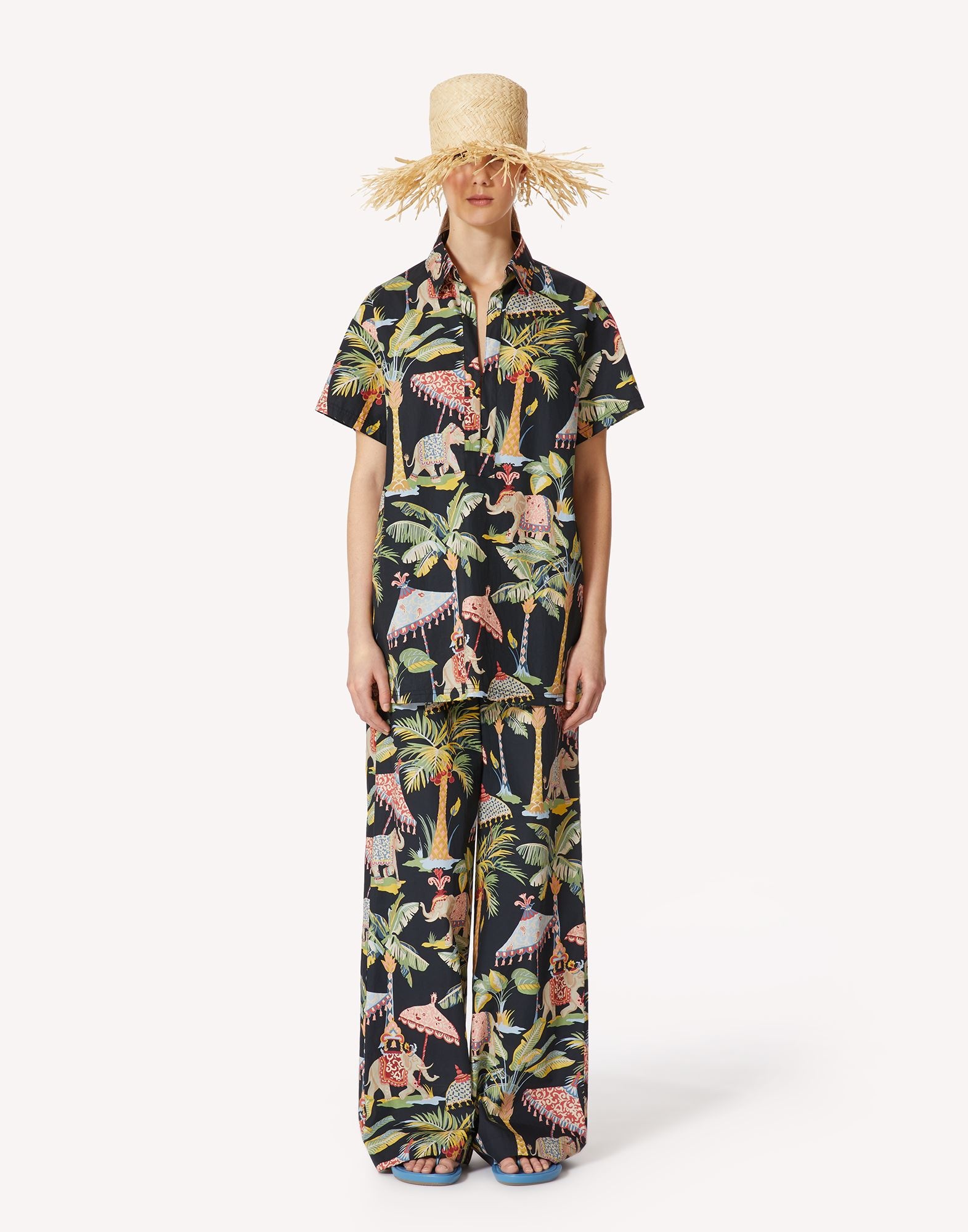 Red Valentino Printed Pattern Blouse In Black