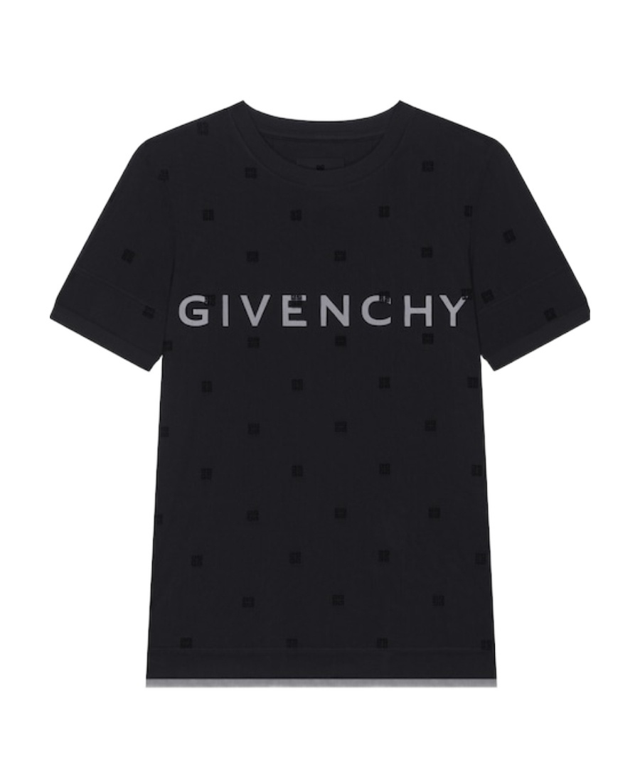 Givenchy Double Layered Fitted T-shirt In Cotton With 4g Tulle In Black