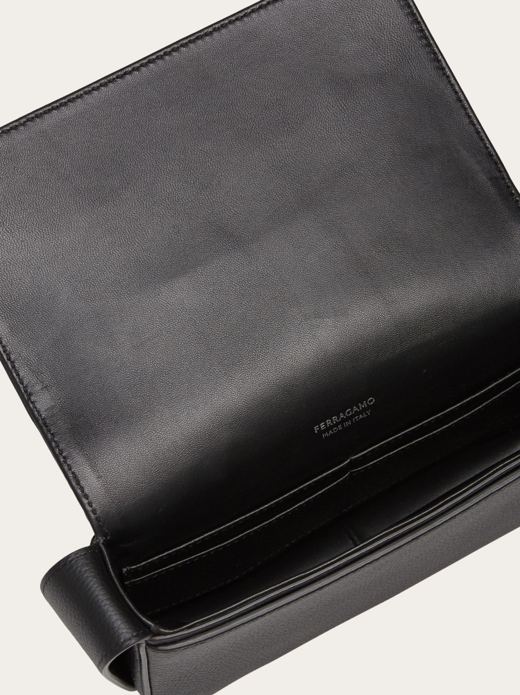 Shop Ferragamo Salvatore Gancini-buckle Foldover Top Messenger Bag In Black